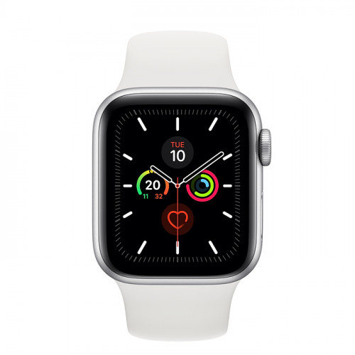 Apple Watch Series 5 GPS + Cellular 40mm  Stainless Steel Silver with White Sport Band  (MWX42)